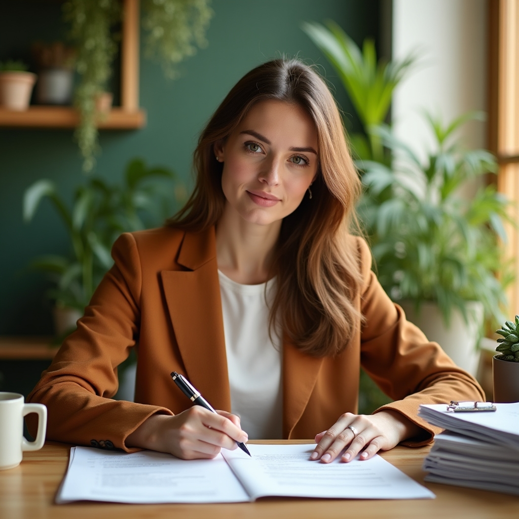 Финансовый менеджер за работой с документами